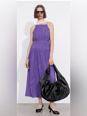 pliss pleated recycled polyester blend dress Aje Genevieve Pleated Midi Dress In Colour Azalea Pink Size 6